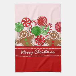 Pano De Prato Gingerbreads de Natal vermelhos e bonitos