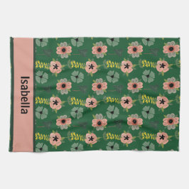 Pano De Prato Girly Pink White Flowers Nome do Padrão Botânico