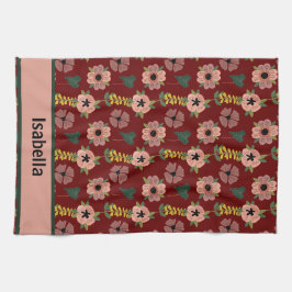 Pano De Prato Girly Pink White Flowers Nome do Padrão Botânico