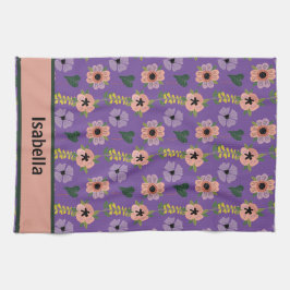 Pano De Prato Girly Pink White Flowers Nome do Padrão Botânico