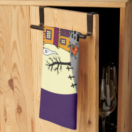 Pano De Prato Halloween Hauneen Casa Negra Bat Lua Cheia Fantasm