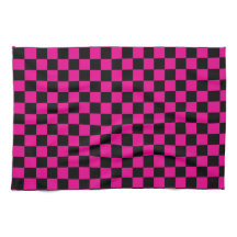 Impressão Xadrez Rosa Quente e Preto