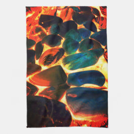 Pano De Prato Invólucro de ostras do mar em lava ou fogo vulcâni