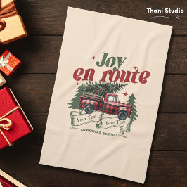 Pano De Prato Joy em rota Natal Começa Caminhão e Árvore X-Mas