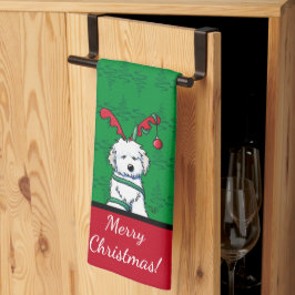 Pano De Prato KiniArt Havanese Reindeer Christmas