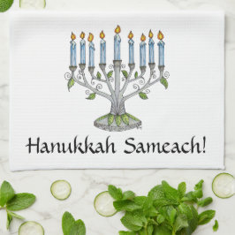 Pano De Prato Kitchen Towel - Hanukkah Chanukah - Menorah