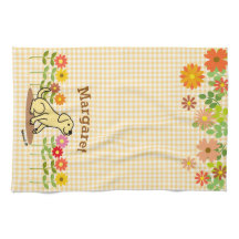 Labrador amarelo personalizado e muitas flores