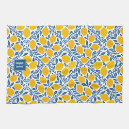 Pano De Prato Lemon Rustic Farmhouse French Country Monogram