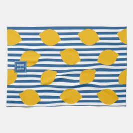 Pano De Prato Lemon Rustic Farmhouse Stripe Monogram