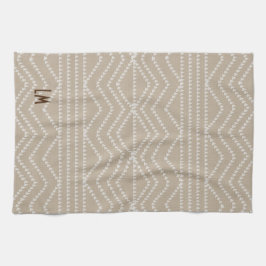 Pano De Prato Linen Look Geométrico Adicionar Iniciais Monograma