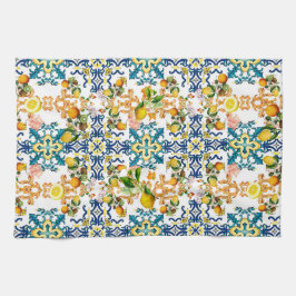 Pano De Prato Majolica,azulejos Sicilianos,limões 
