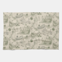 Maternidade Moderna Toile de Jouy em Verde Sage