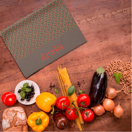 Pano De Prato Mini flor silvestre, marrom vermelho-padrão