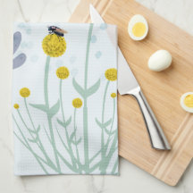 Modern Abstract Botanical Yellow Billy Button 