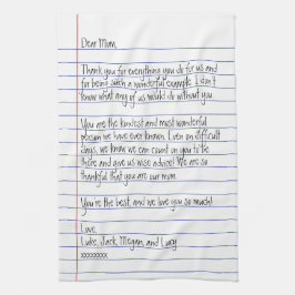 Pano De Prato Moderna Letra manuscrita em papel linkado para mam