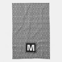 Monograma chave grego preto e branco moderno