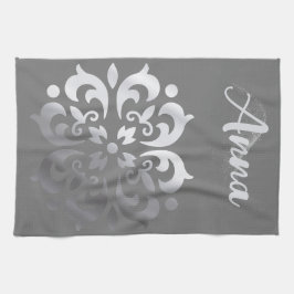 Pano De Prato Monograma de prata e Cinza |