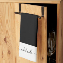 Monograma do Nome do Script Branco Preto Elegante 