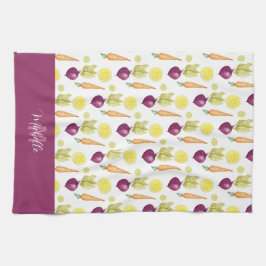 Pano De Prato Monogramas Beets Lemon e Carrots