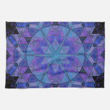 Mosaico Mandala Flor Azul e Roxo