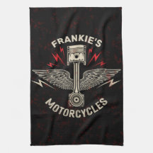 Moto Pistão Asas Motoqueiro Garagem Personalizada