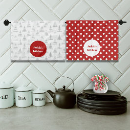 Pano De Prato Nome Personalizado de Pontos e Árvores de Natal