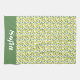 Pano De Prato Nome personalizado do padrão amarelo-limão branco