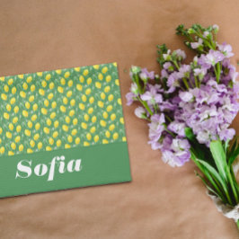 Pano De Prato Nome personalizado do padrão amarelo-limão branco