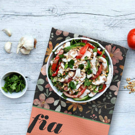 Pano De Prato Nome personalizado do padrão de buho amarelo de fl