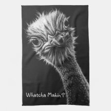 "O que está fazendo?" Ostrich Preto e Branco