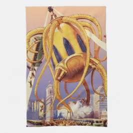 Pano De Prato Octopus de invasão da Alienígena de ficção científ