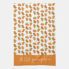 Pano De Prato Olá Pumpkin Patterno Queda Laranja Verde