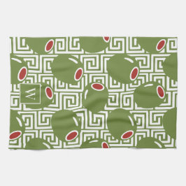 Pano De Prato Olive Mediterranean Greek Key