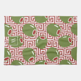 Pano De Prato Olive Mediterranean Greek Key