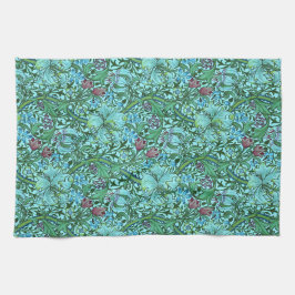 Pano De Prato Ouro Lily Vintage Floral Flores Azul Cor-de-rosa V