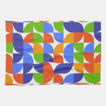 Padrão Bauhaus Meio do Século Azul, Laranja, Verde