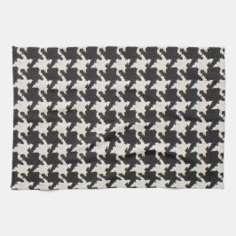 Pano De Prato Padrão Branco preto-houndstooth