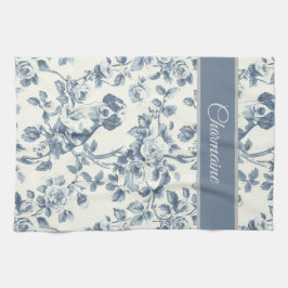 Pano De Prato Padrão de Cachorro Floral Vintage com Nome Persona