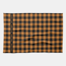 Pano De Prato padrão de cheque laranja de queda feliz