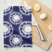 Padrão de Círculos Shibori Azul e Branco