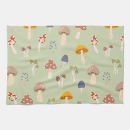 Pano De Prato Padrão de Cogumelos Coloridos de Cottagecore