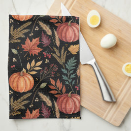 Pano De Prato Padrão de Colheita de Outono de Aquarela