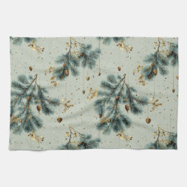 Pano De Prato Padrão de inverno do Pinecone azul e castanho