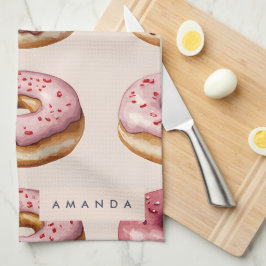 Pano De Prato Padrão de Rosquinha rosa personalizado monograma