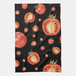 Pano De Prato Padrão de tomate | Preto e Vermelho