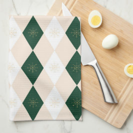 Pano De Prato Padrão Elegante de Harlequin de Natal com Floco de