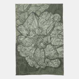 Pano De Prato Padrão Floral Abstrato Verde Moderno Dahlia