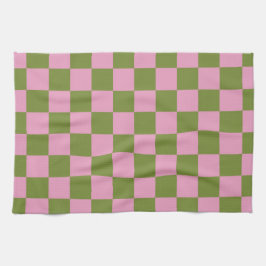 Pano De Prato Padrão Gingham Verdejado Rosa
