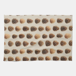 Pano De Prato Padrão Rustic Brown Pine Cone Winter