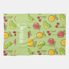 Pano De Prato Padrão verde de frutas de verão frescas